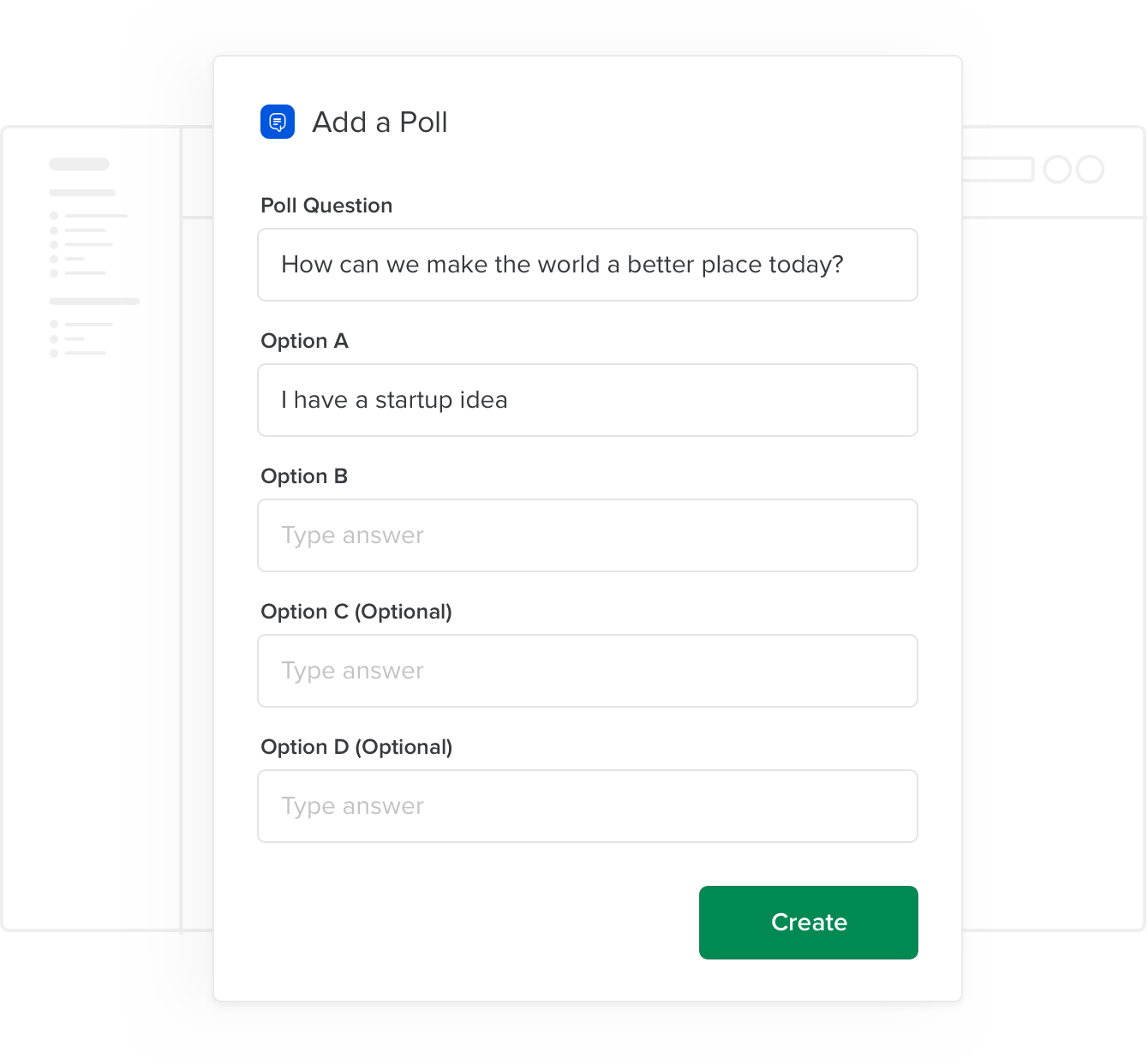 Define Slack poll syntax: a question and answers